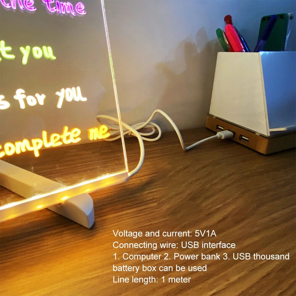 Acrylic Message Note Board LED Lamp F322