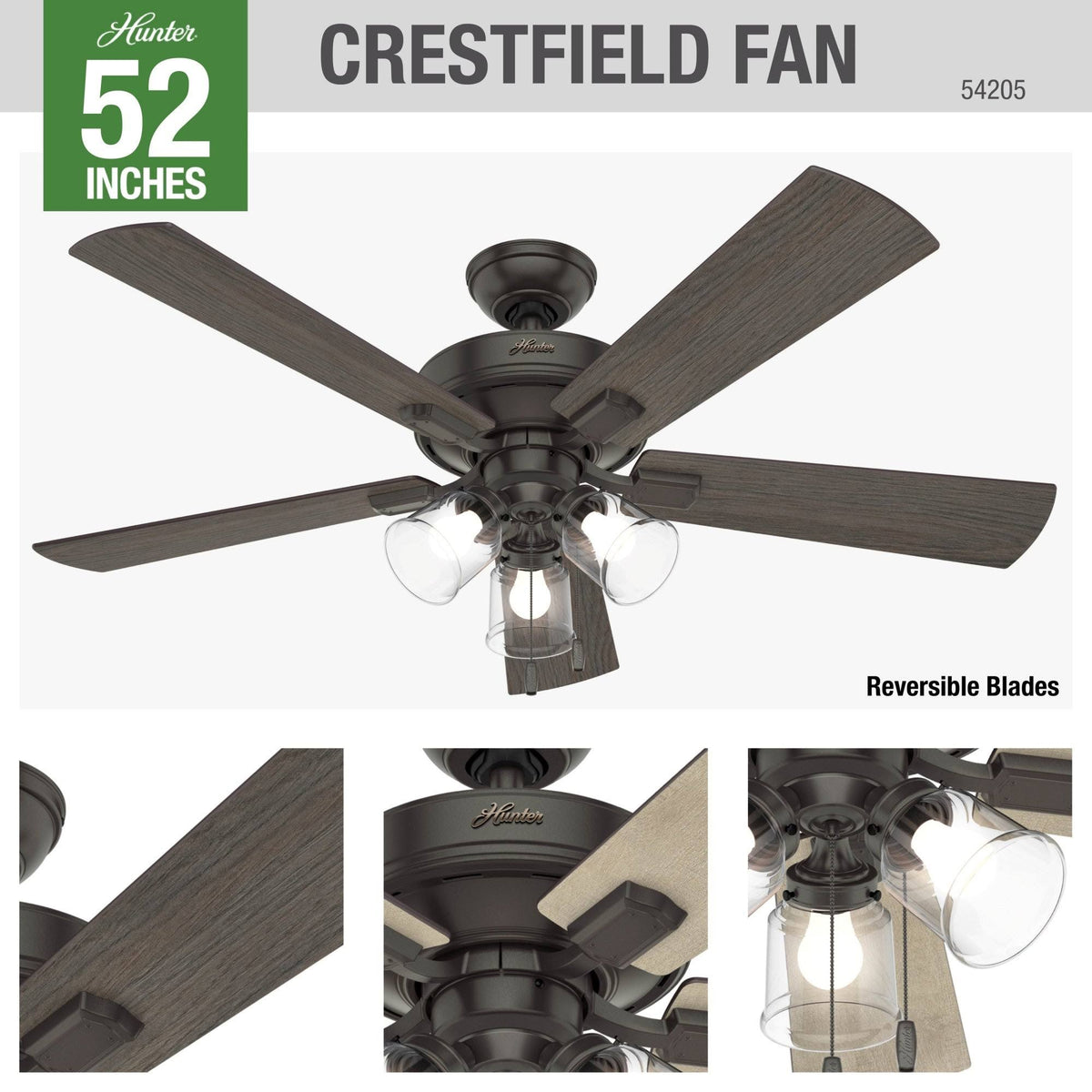 Fresh White Ceiling Fan with Light N55375