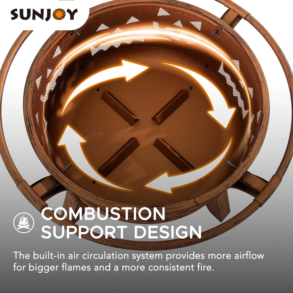 30 in. Outdoor Wood-Burning Steel Fire Pit with Spark Screen and Poker X8121