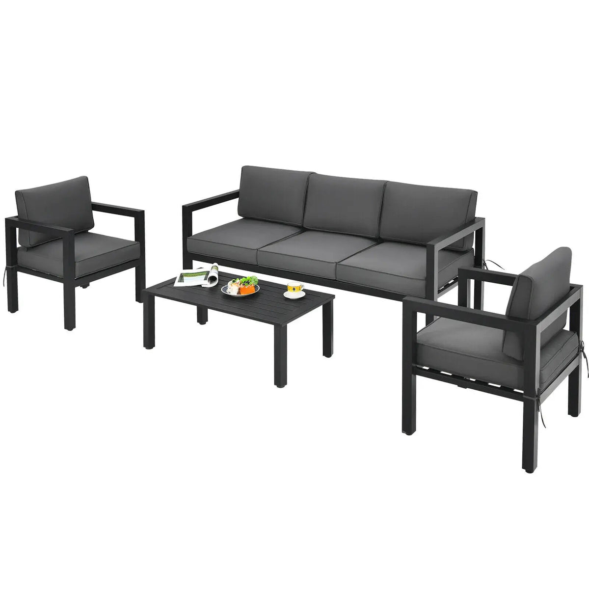 4-Piece Outdoor Patio Furniture Set Sectional Sofa Set Coffee Table L5053