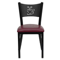 Burgundy Vinyl Seat Black Metal Frame Restaurant Chair V18370