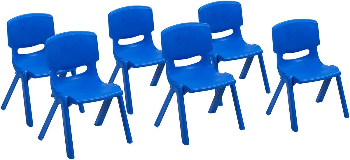 Blue Plastic Stackable Kids Chairs, 4 Pack, 11 inch Seat Height G850