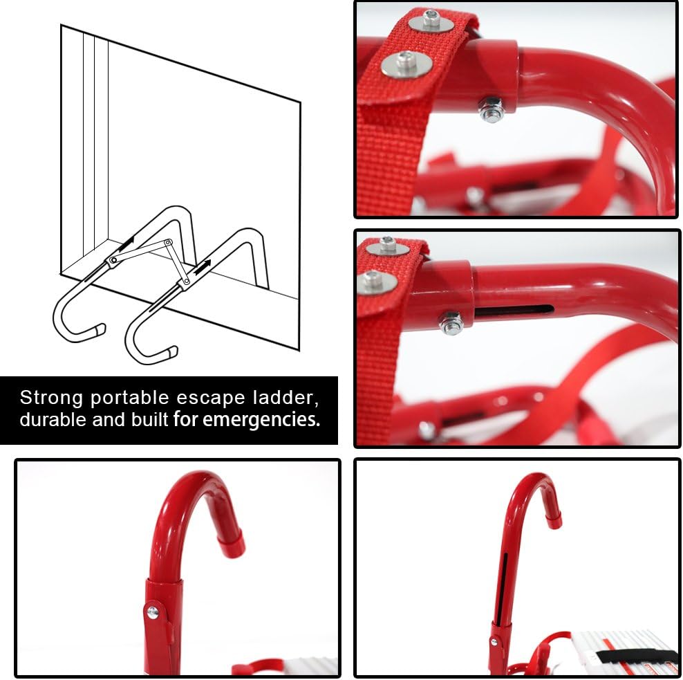 3 Story 25 Feet Retractable Emergency Escape Ladder with Anti-Slip Rungs O7168