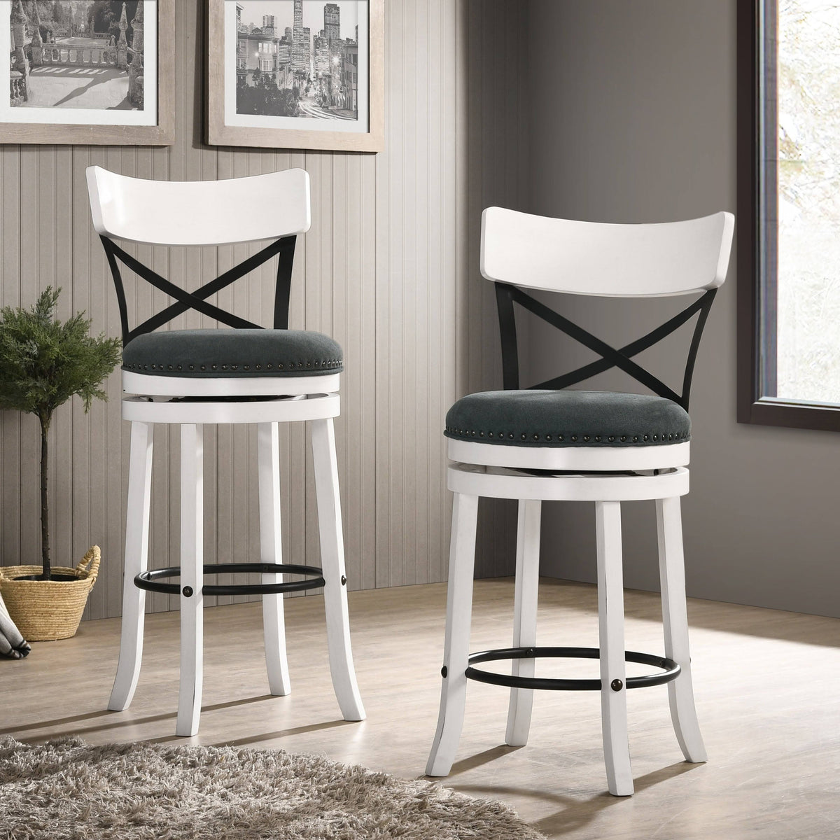 Set of 2 Swivel Barstools Q137331
