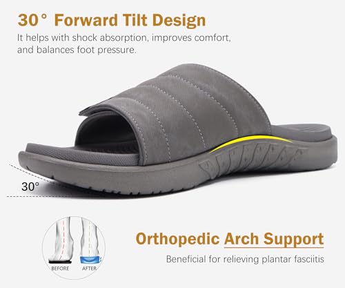 Mens Open Toe Athletic Sport Slides with Arch Support I34575