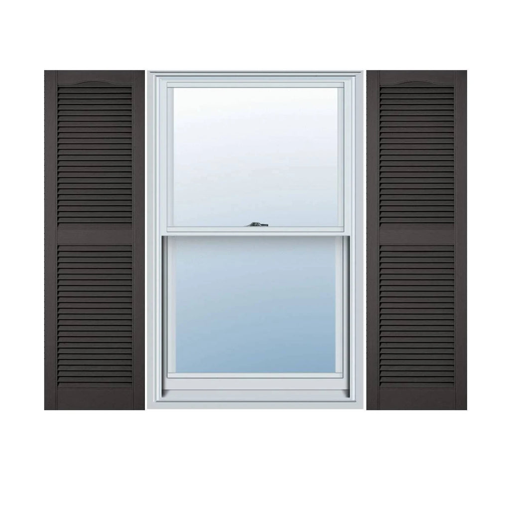 Custom Cathedral Top Center Mullion Open Louver Shutters with Shutter-Loks Per Pair E170