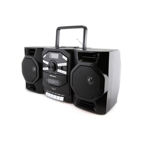 Portable CD Player Boombox with Cassette, AM/FM Radio, AUX, Detachable Speakers W653960