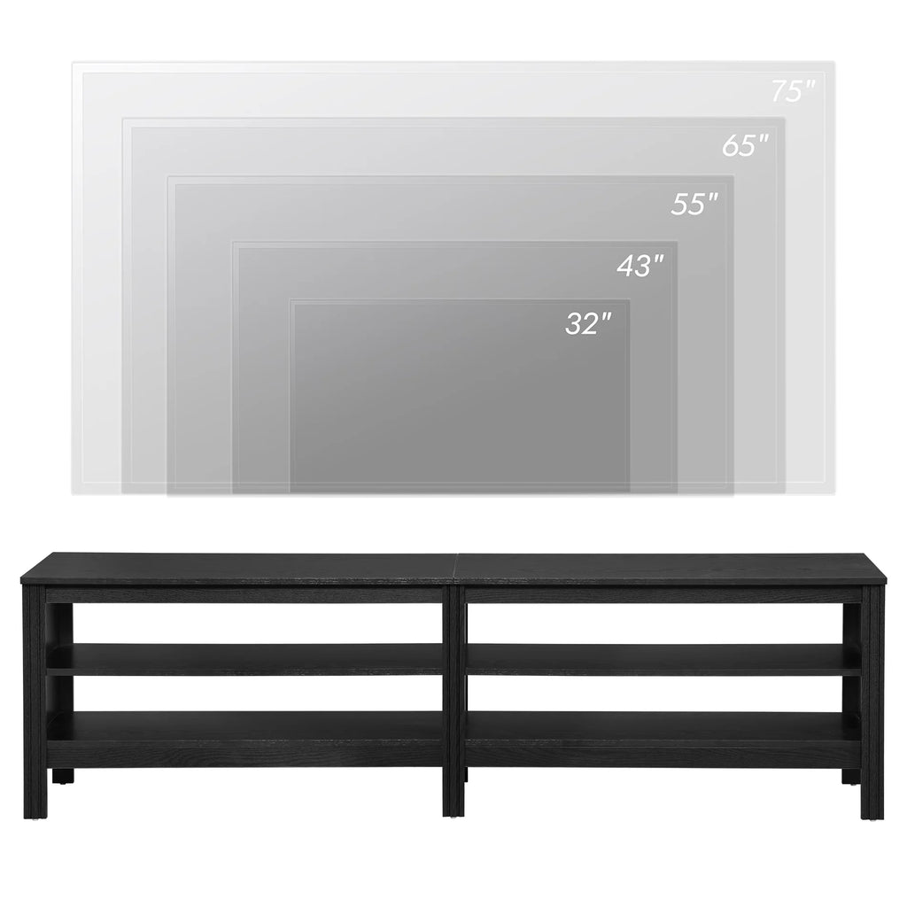 Black 70 inch Wood TV Stand with 4 Storages L425888