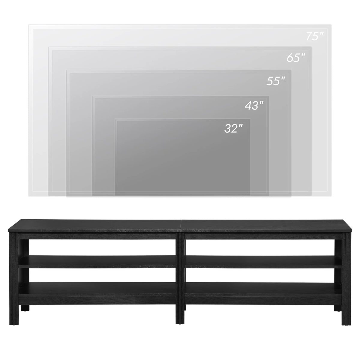 Black 70 inch Wood TV Stand with 4 Storages L425888