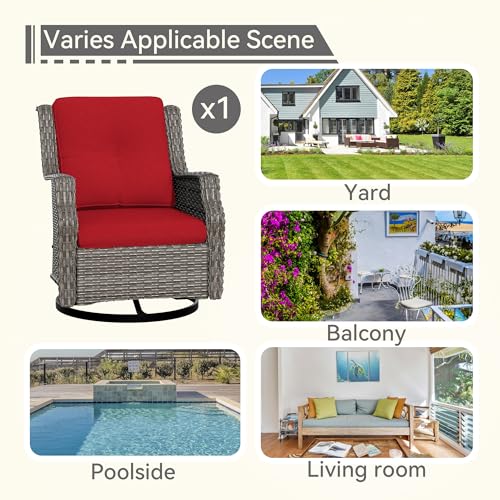 Outdoor Swivel Rocker Patio Chair with Olefin Fabric Cushions Z2125