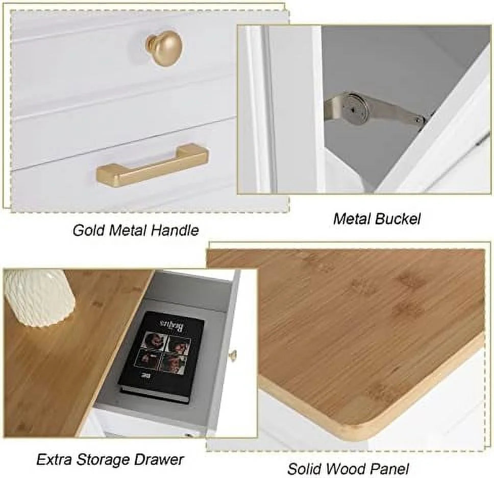 Double Barn Door Style Trash Cabinet with Solid Hideaway Drawer Y297758
