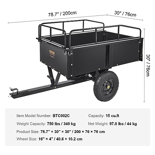 750-Pound 15 Cubic Feet Steel Dump Cart with Removable Sides C702