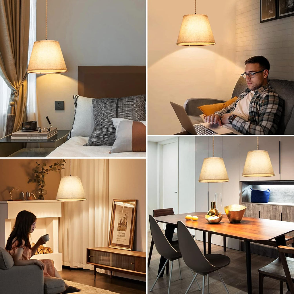 Plug in Pendant Light with Dimmable Switch and 15 ft Hemp Rope Cord T702