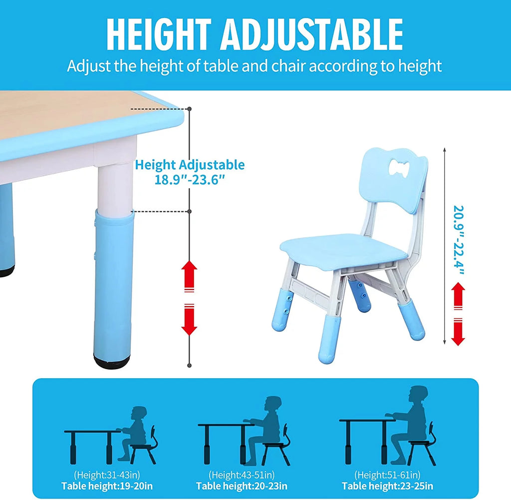 Kids Height Adjustable Plastic Study Table and Chairs Set I821