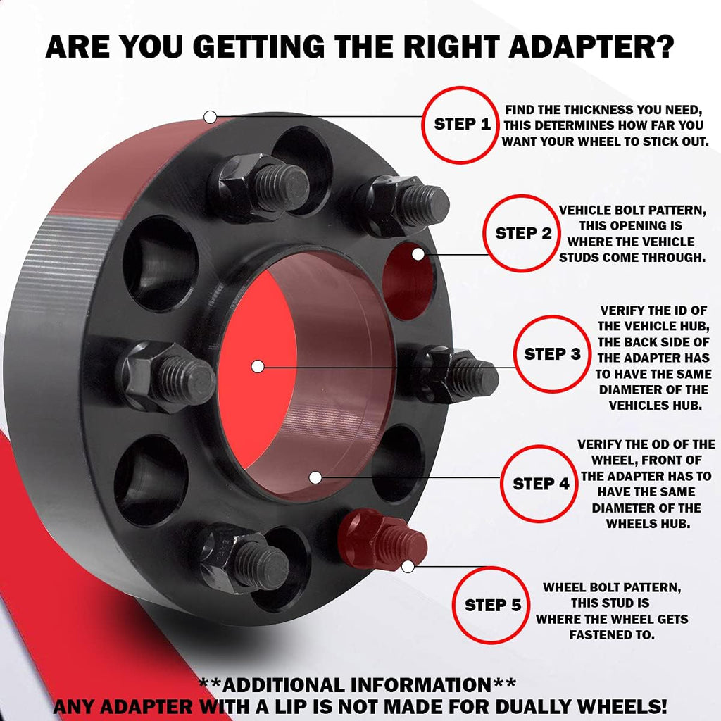 Wheel Adapters 5x4.50 to 5x4.50 Hub Centric 70.50mm Billet Aluminum 1" Thick Set of 2 Z650540