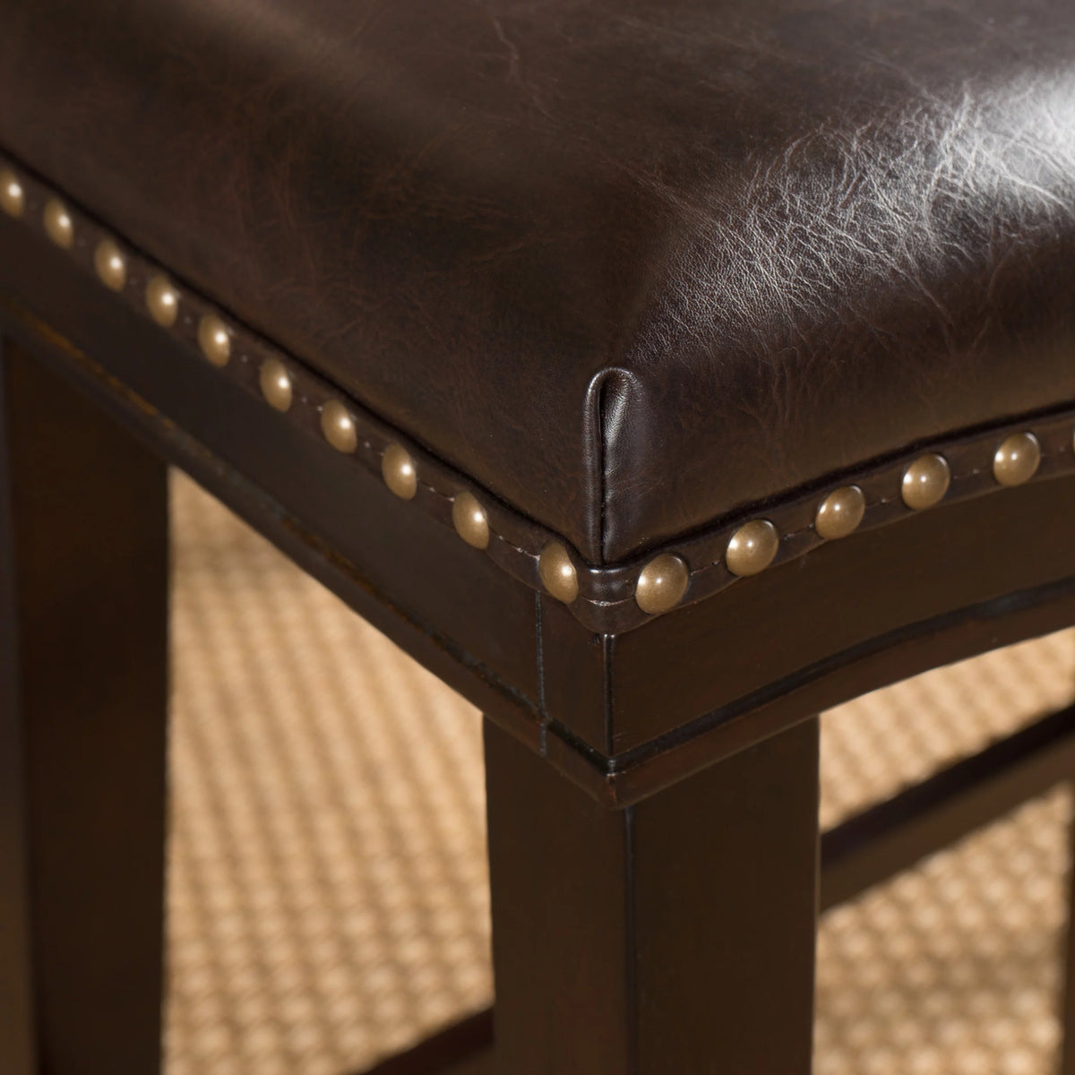 Brown Leather Saddle Stool Set of 2 E441