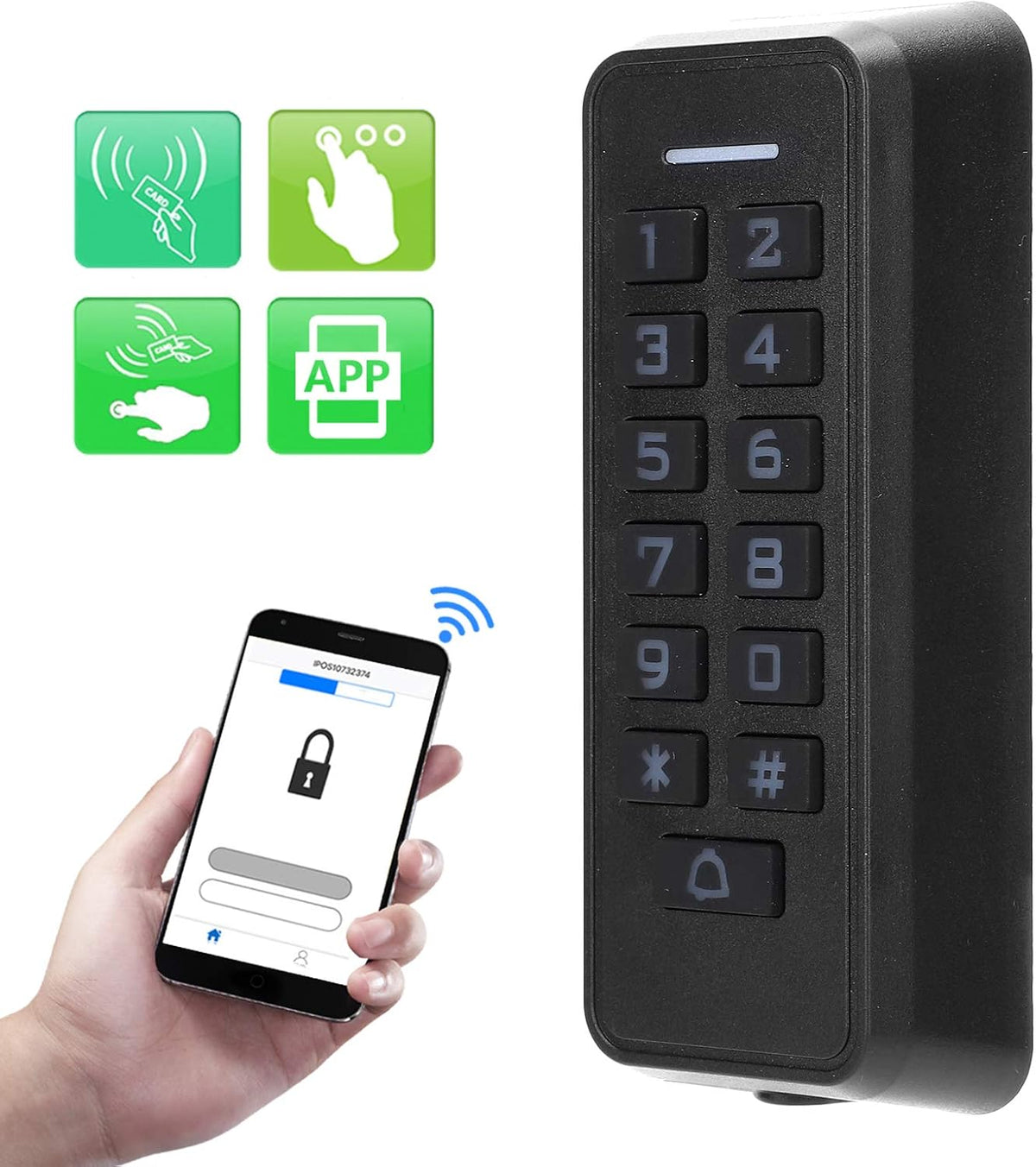 Wireless Access Control Keypad with Backlight, 125KHz RFID Reader, Wiegand26, 10000 Users N969