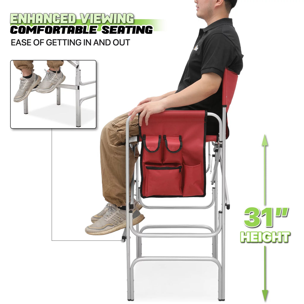 Foldable Camping Director Chair with Side Table & Storage Pocket, Red M967629
