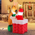 5 FT Christmas Inflatable Santa Claus Climbing Chimney Reindeer B19970