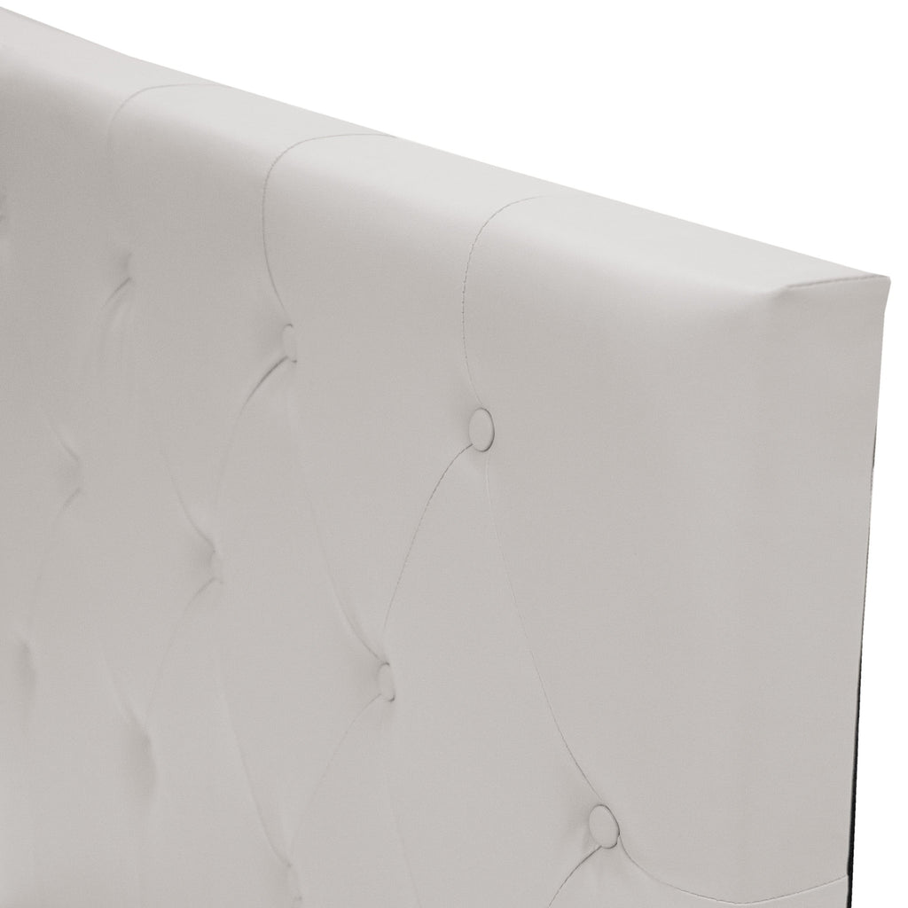 White Faux Leather Upholstered Twin Size Bed with Tufted Headboard H466