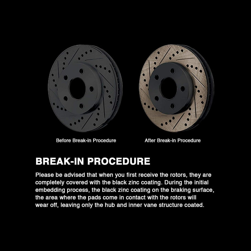 Black Drilled Slotted Brake Rotors and Semi Metallic Brake Pads E246
