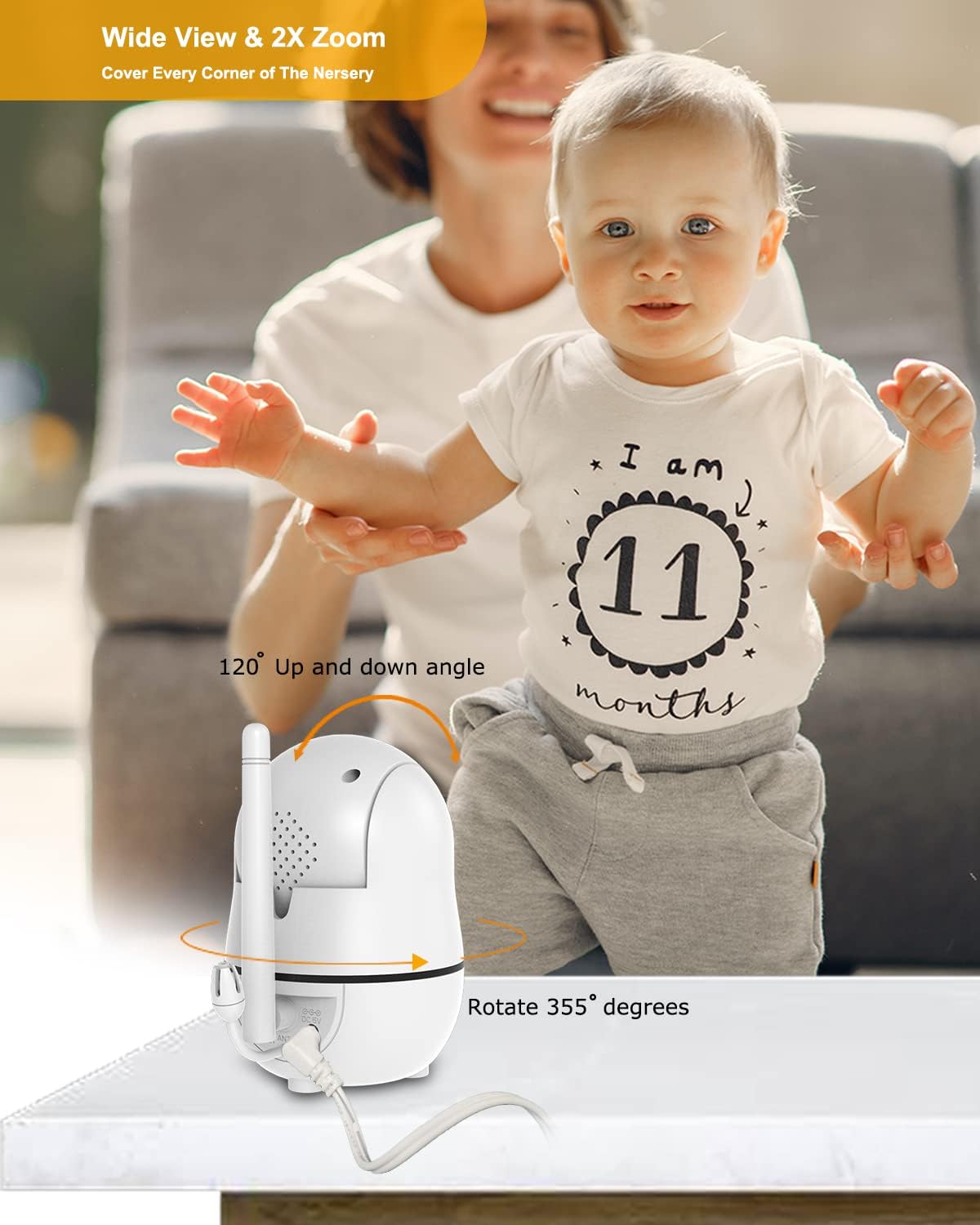 Baby Monitor with Camera and Audio, 3.2'' LCD Screen, Infrared Night Vision, Two Way Audio Y292