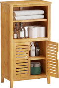 Bamboo Storage Cabinet with Double Doors and Open Shelves E4708