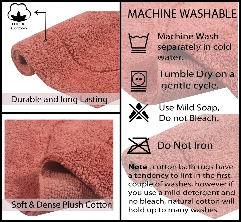 100% Cotton Tufted Non-Slip Bath Rug 3 Piece Set with Contour R81522