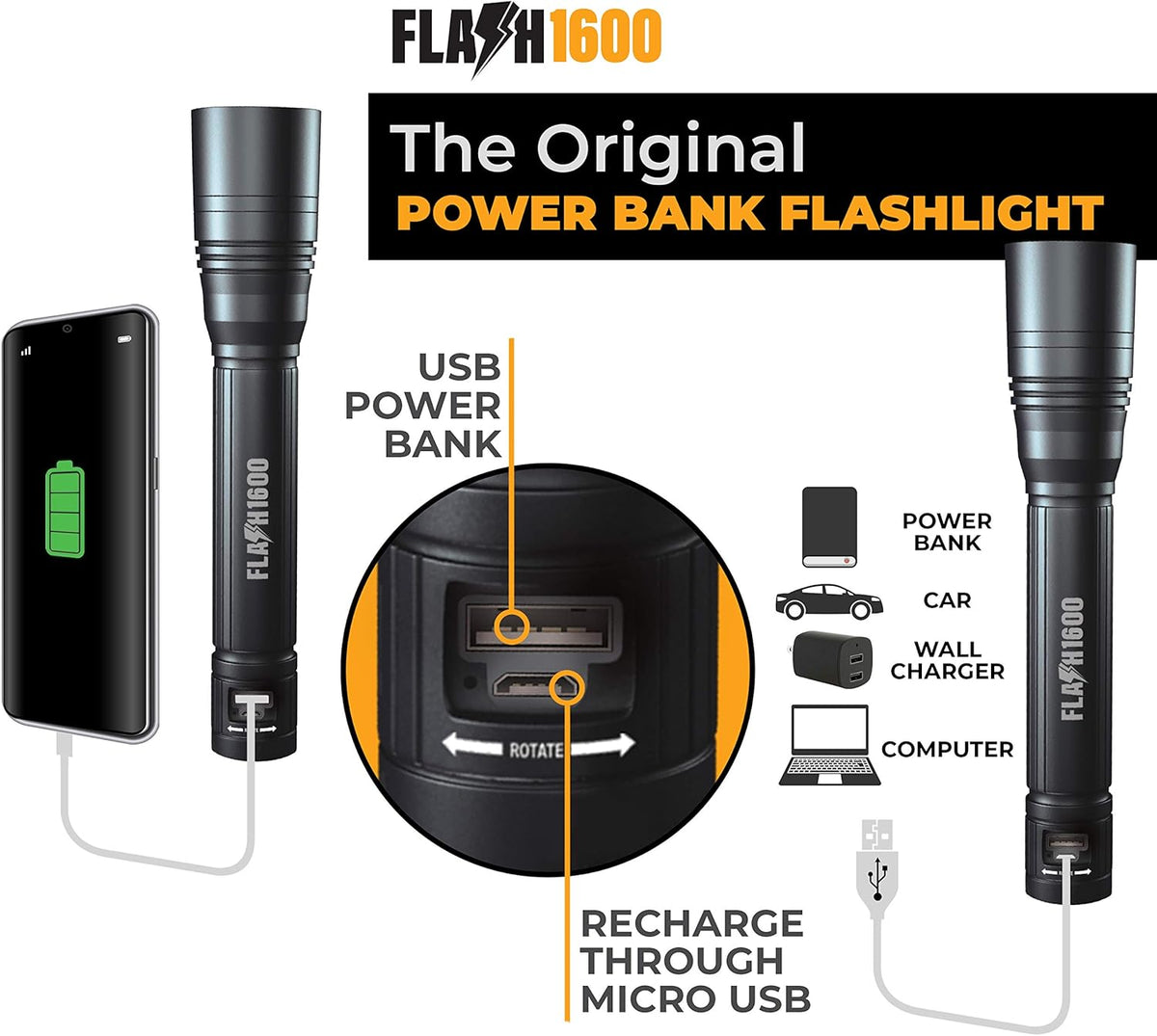 1600 Lumen Rechargeable LED Flashlight K674845