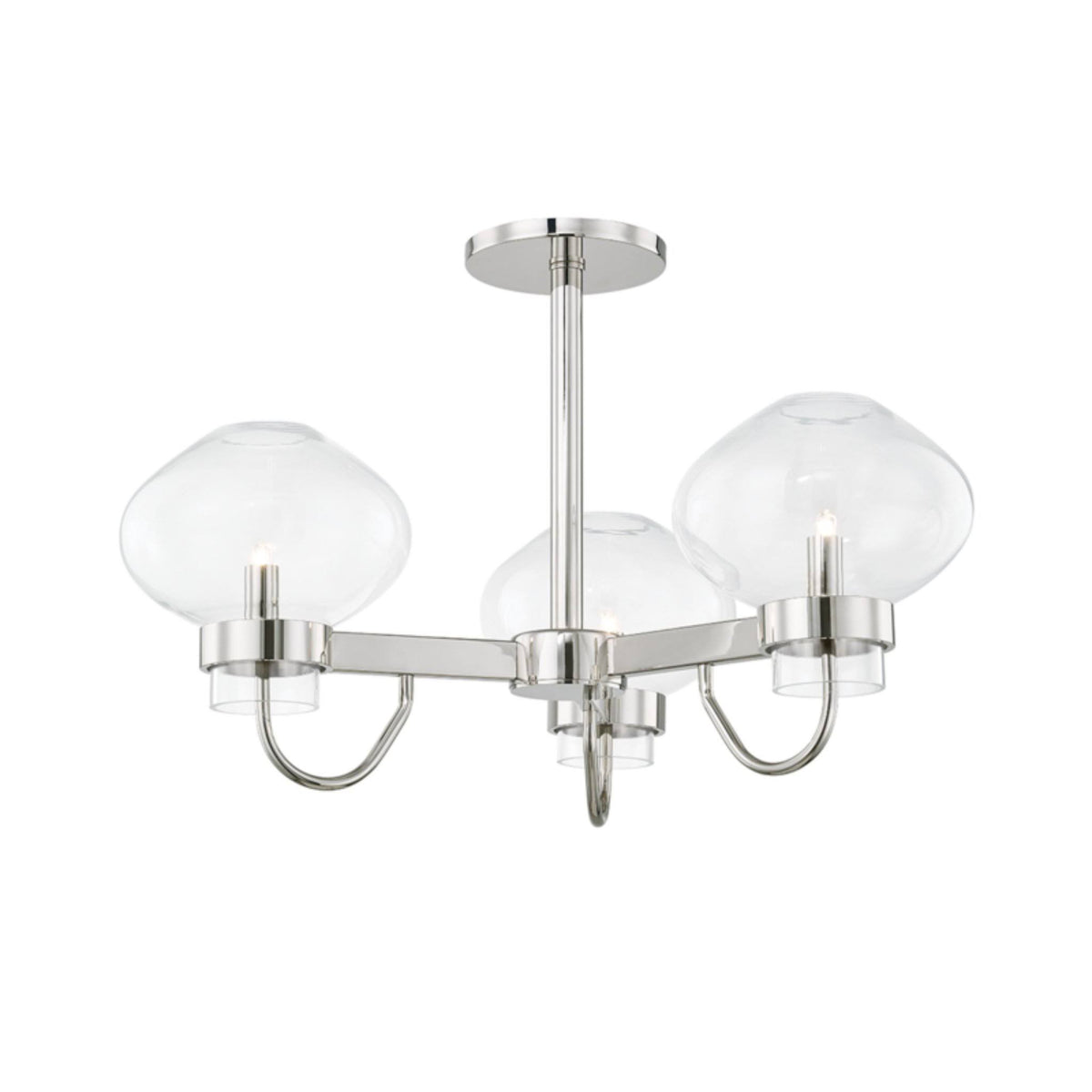 Polished Nickel 3 Light Semi-Flush Mount W9866