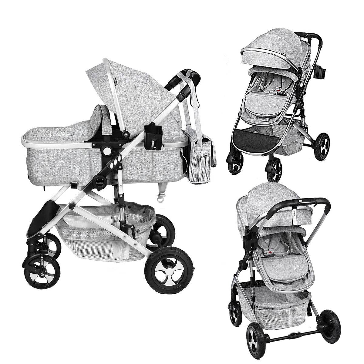 2 in 1 Convertible Baby Stroller, Dark Grey Y60708