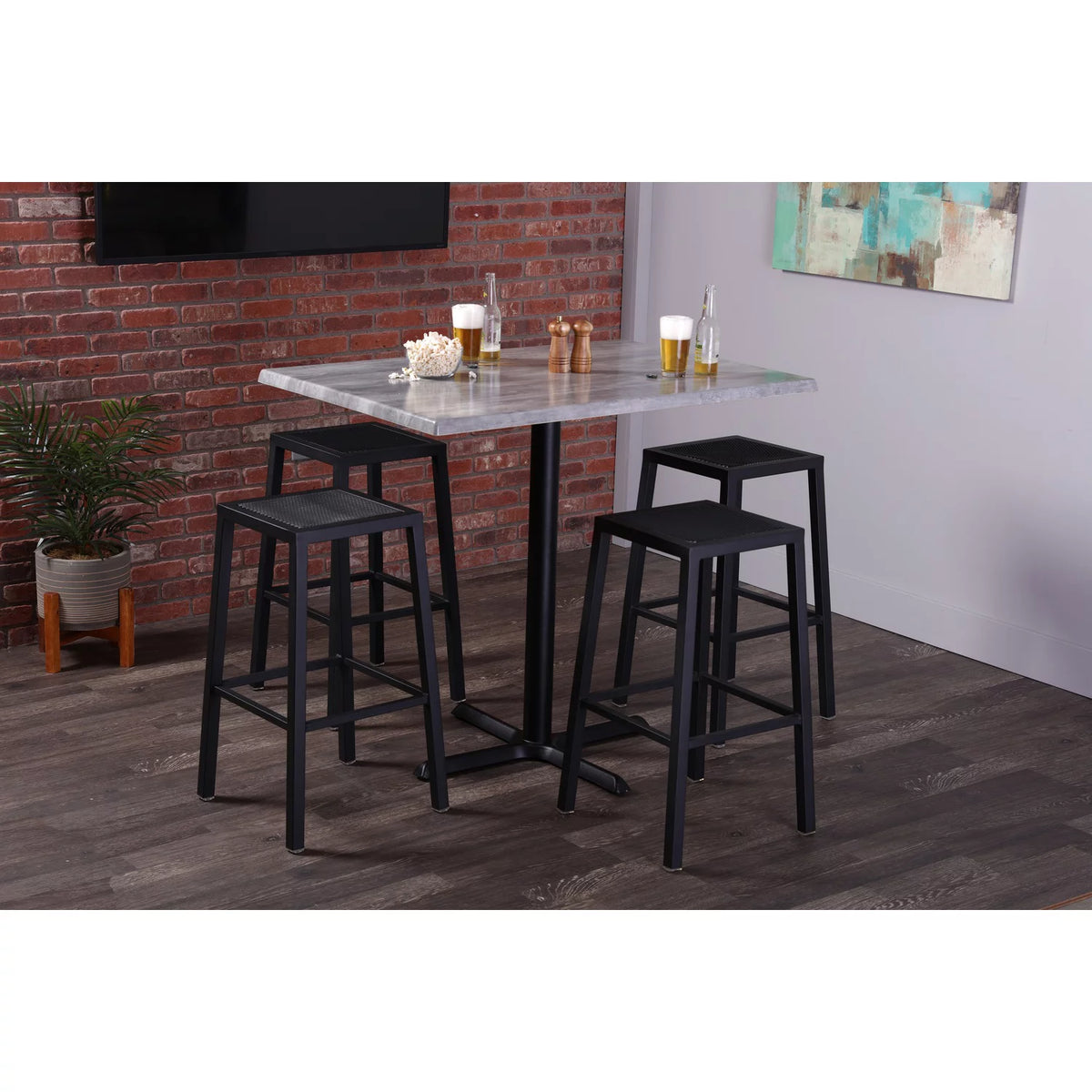 Black Round Base Rectangle Table T487