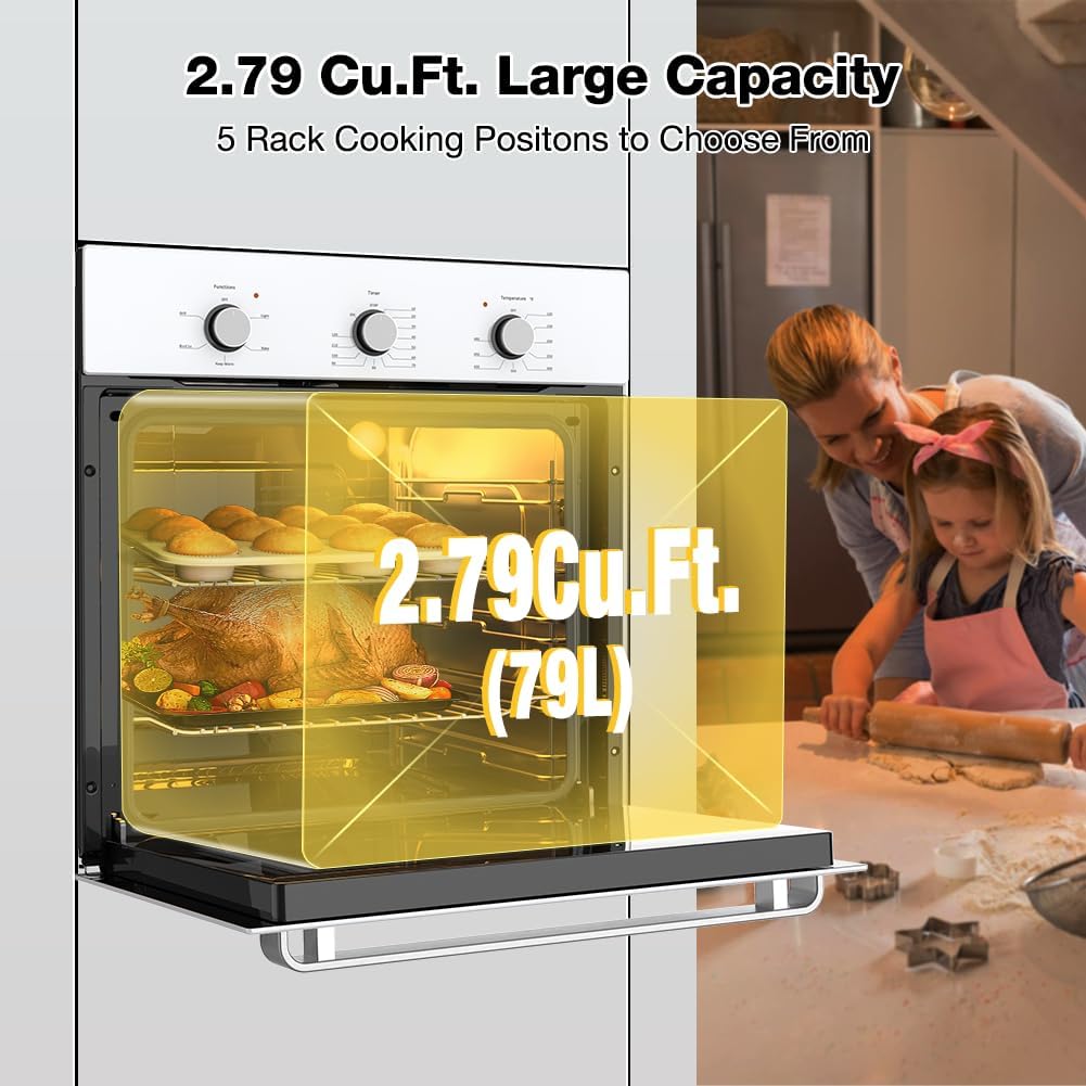 White 24" Single Wall Electric Oven with Mechanical Knobs H76543