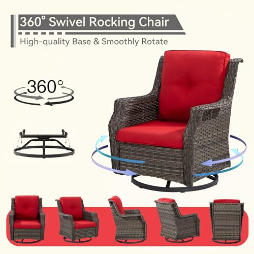 Outdoor Swivel Rocker Patio Chair with Olefin Fabric Cushions Z2125