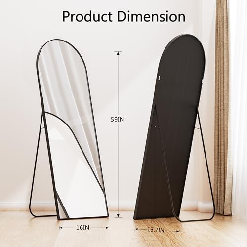 Black 59"x16" Arched Full Length Floor Mirror G9923