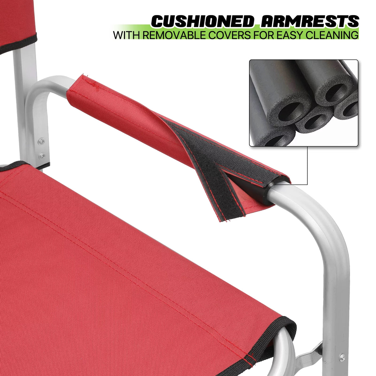 Foldable Camping Director Chair with Side Table & Storage Pocket, Red M967629