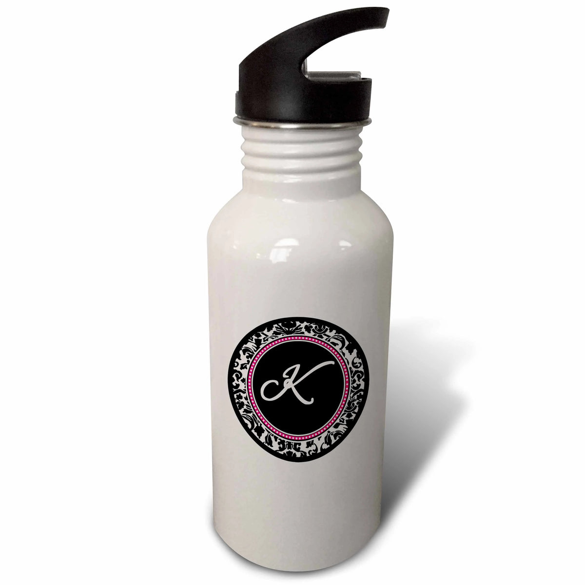 Black Damask 21 oz Sports Water Bottle X631