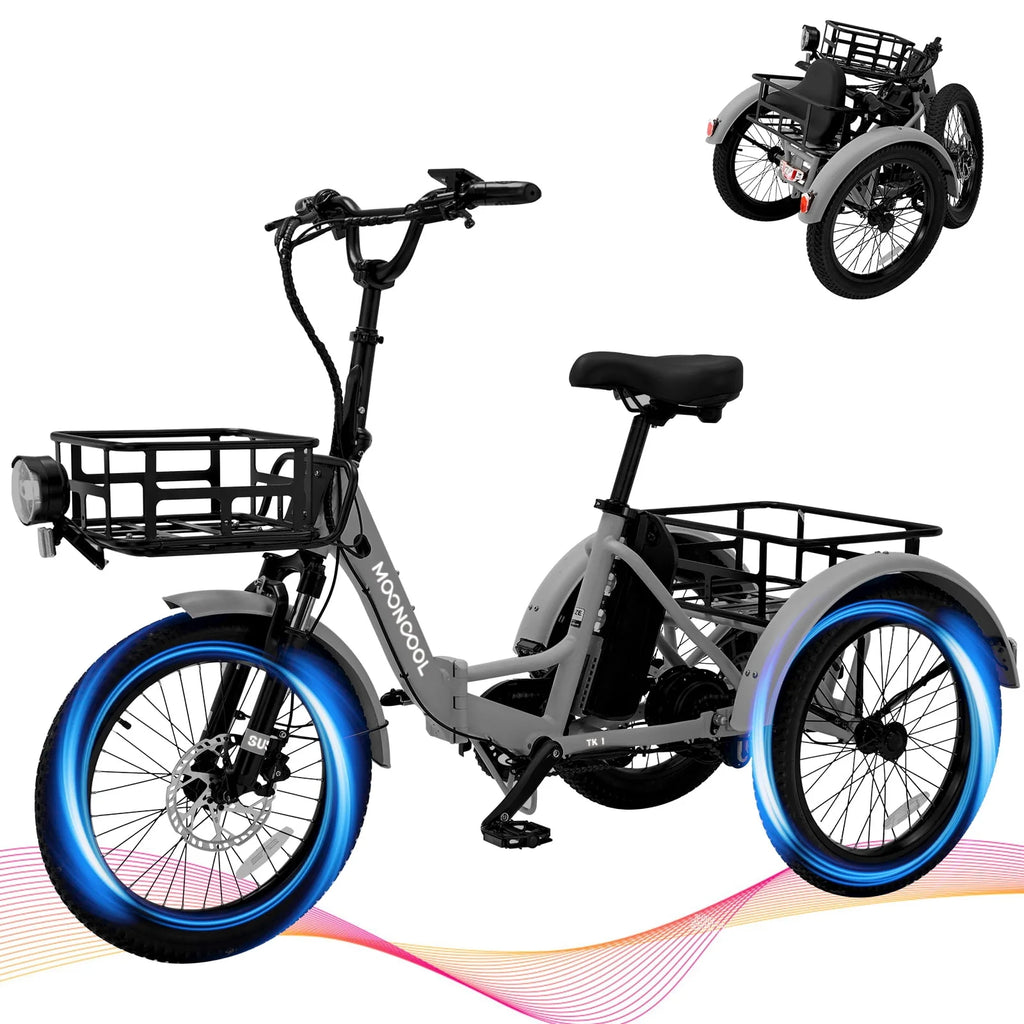 Folding Electric Tricycle 750W Motor 48V 20 Fat Tire 3 Wheel Electric Bicycle H496583