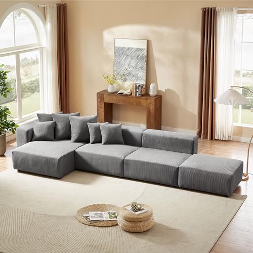 Cream Curved Boucle Modular Sectional Sofa Set 4 Seat N703