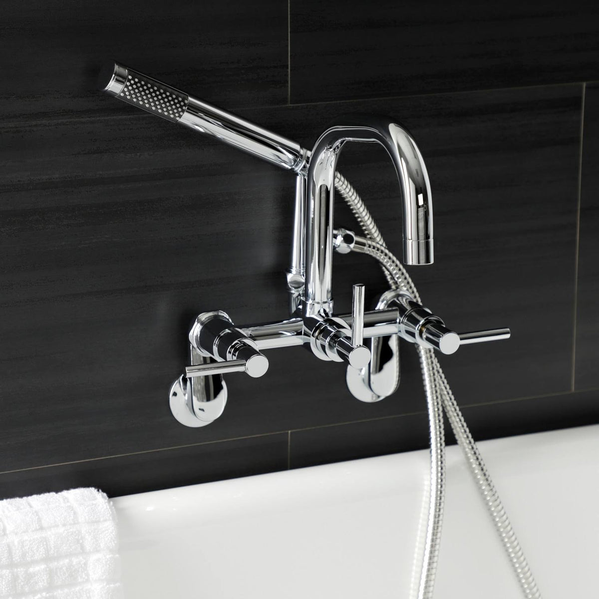 Brushed Nickel Wall Mount Clawfoot Tub Faucet X8967