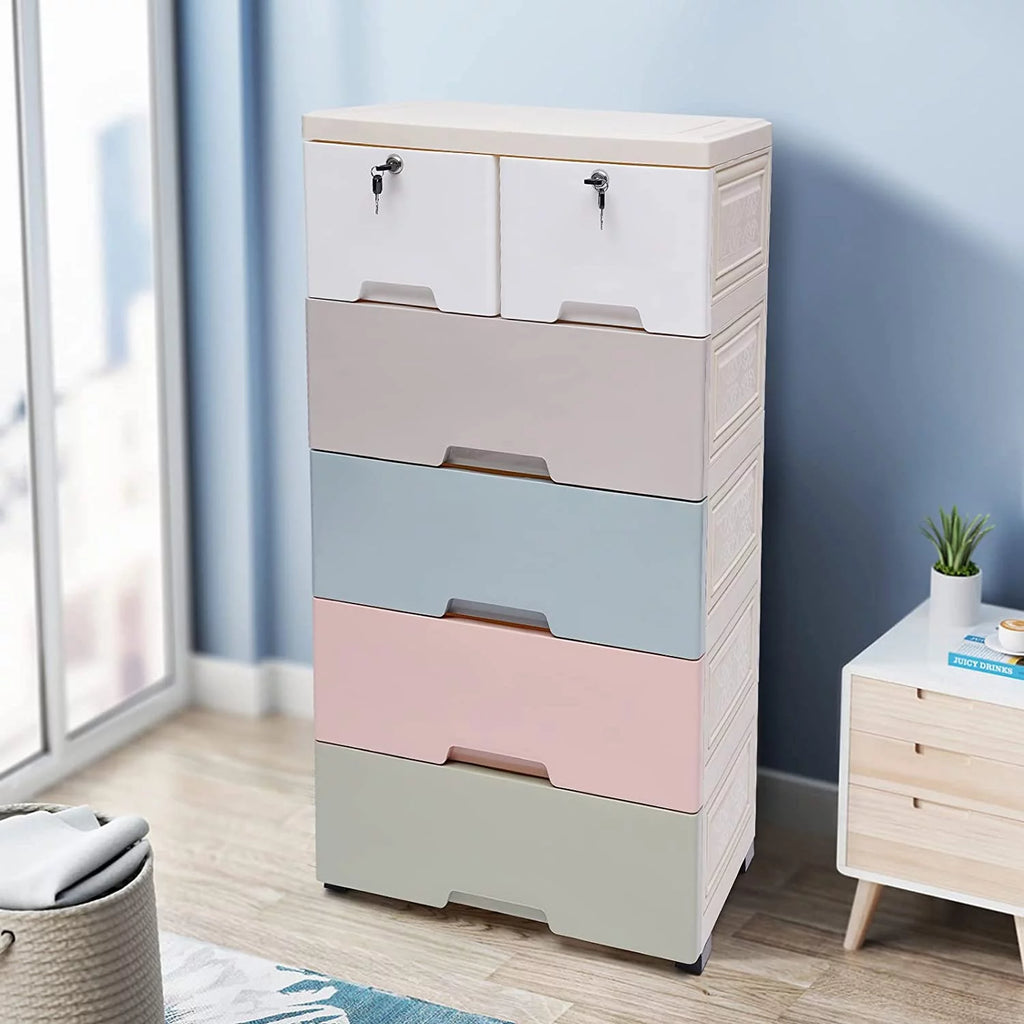 Plastic 6 Drawers Tall Dresser B58548