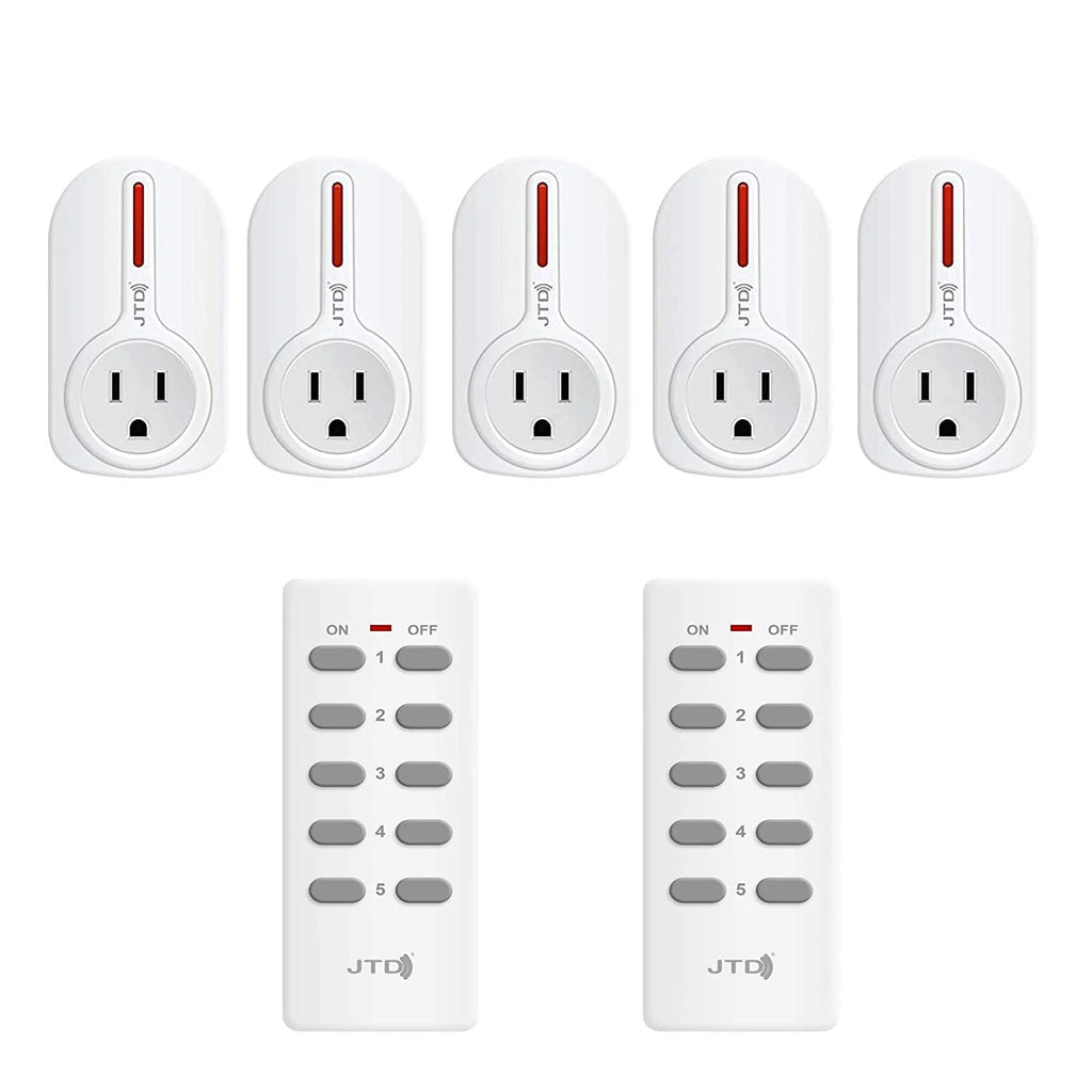 5 Pack Remote Control Outlet Switch with 2 Remotes W33785