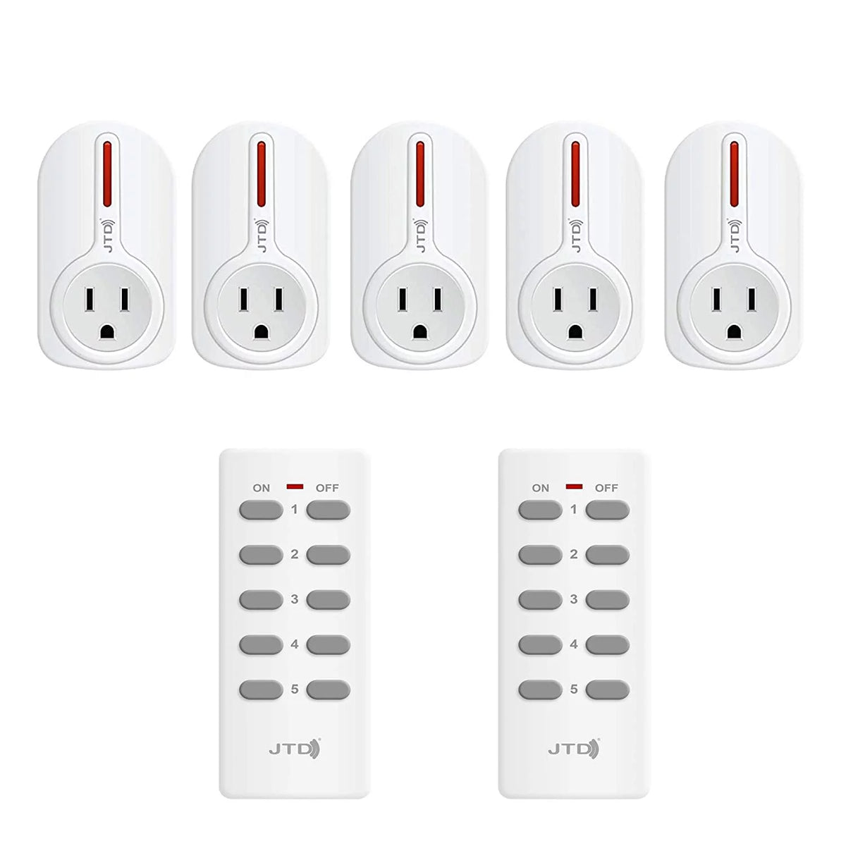 5 Pack Remote Control Outlet Switch with 2 Remotes W33785