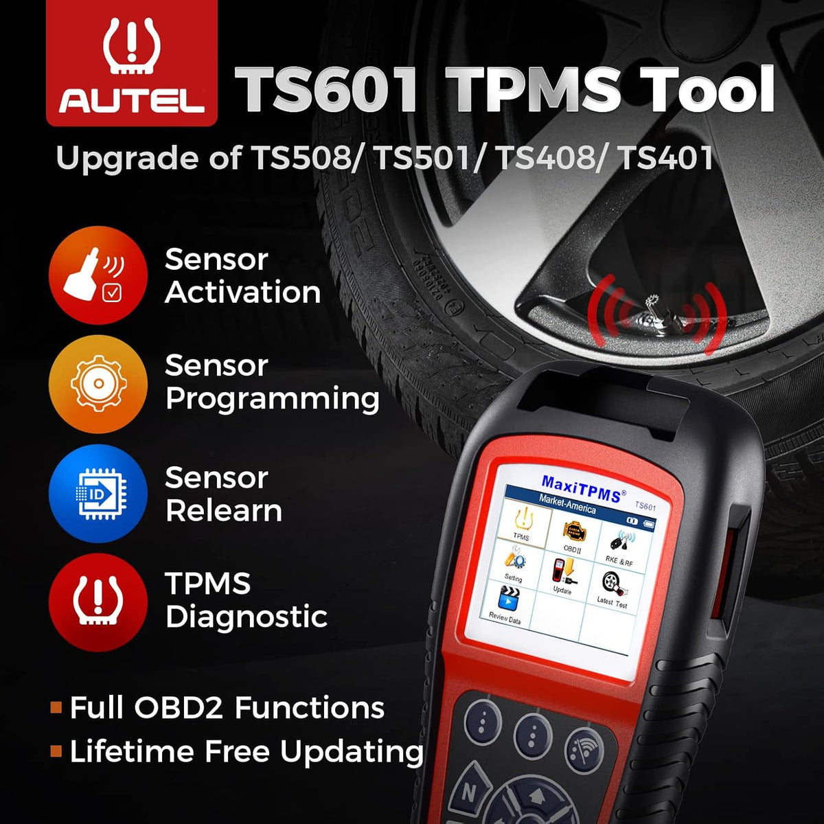TPMS Relearn Tool with Tire Pressure Sensor Reset S3865