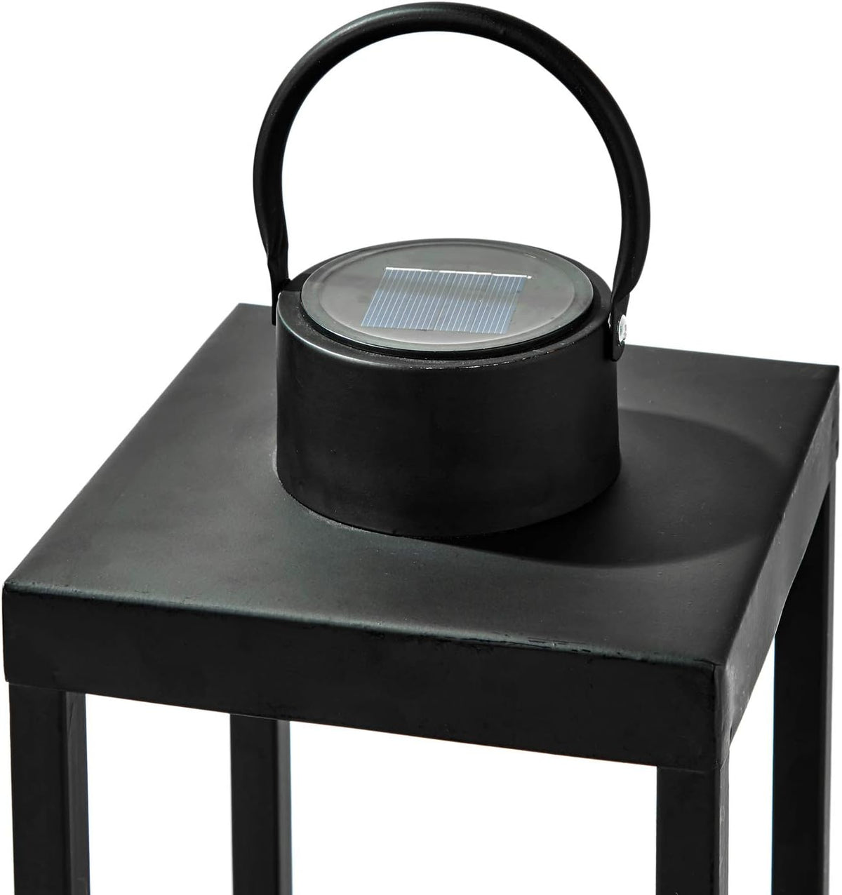 Large Outdoor Lantern with Solar Candle, 18 Inch Tall, Matte Black Metal Frame, Waterproof Flameless Pillar Candle H14894