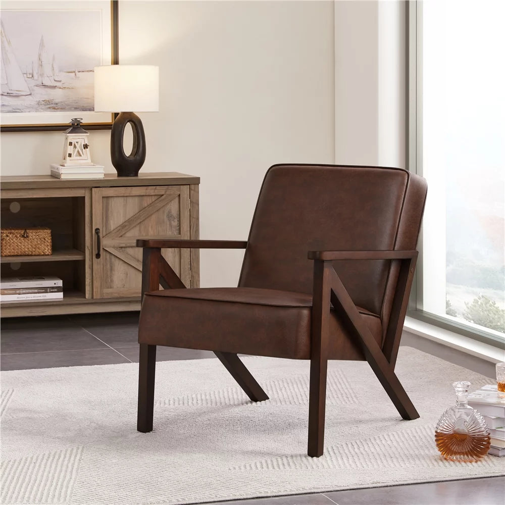 Dark Brown Faux Leather Armchair T75369