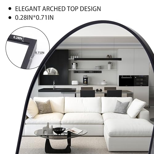Black 59"x16" Arched Full Length Floor Mirror G9923