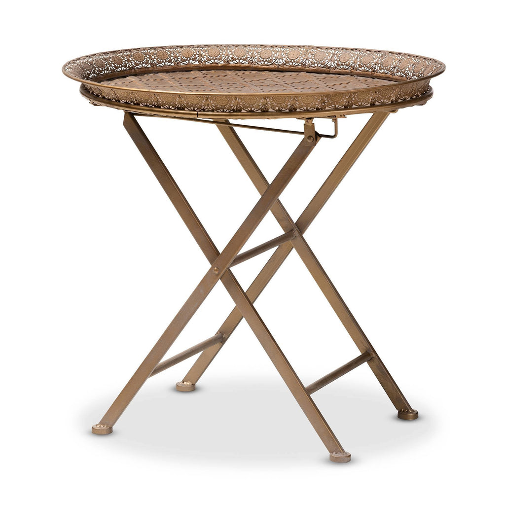 Gold-Tone Metal Folding Tray Table S749