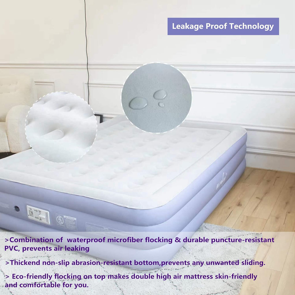 Twin Velvet Flocked Air Mattress with Built in Pump W271