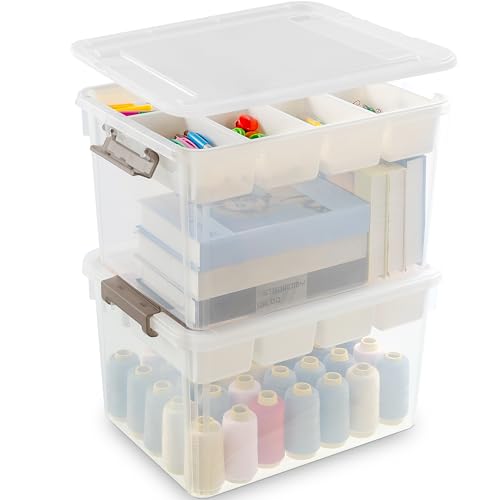 17 QT Plastic Storage Box with Removable Tray U761
